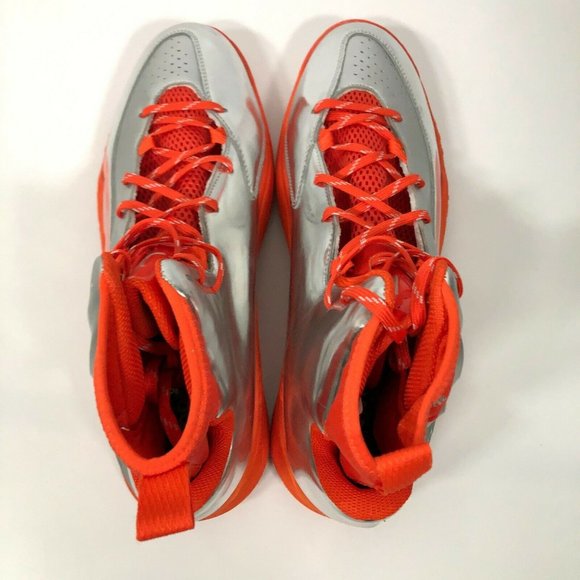 Adidas Mens Football Cleat Size 14 & 13 1/2 Silver Gray Orange High Rise AQ8640 - Picture 2 of 7